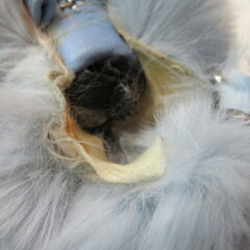 Chanel Chain Shoulder Handbag Rabbit Fur Blue - Picture 6 of 6